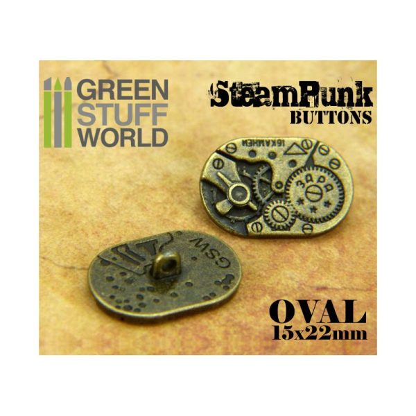 8x Steampunk Oval Buttons WATCH MOVEMENTS - Bronze 2