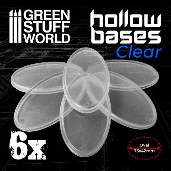 Hollow Plastic Bases -TRANSPARENT - Oval 75x42mm 1