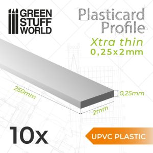 uPVC Plasticard - Profile Xtra-thin 0.25mm x 2mm 1