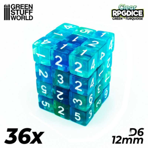 36x D6 12mm Dice - Green-Turquoise 1