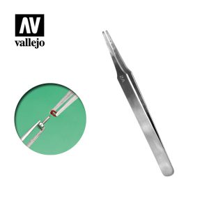 AV Vallejo Tools - 120mm Flat Rounded S/S Tweezers 1