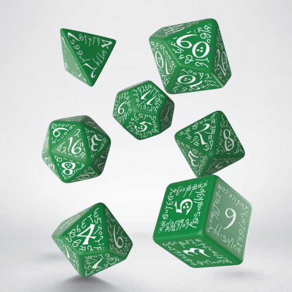 Elvish Green & white Dice Set (7) 2