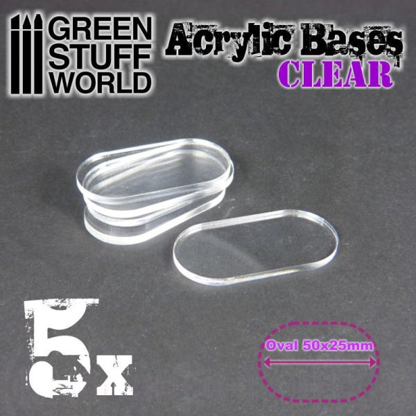Acrylic Bases - Oval Pill 50x25mm CLEAR 1