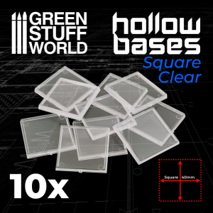 Plastic Clear Square Hollow Base 40mm 1