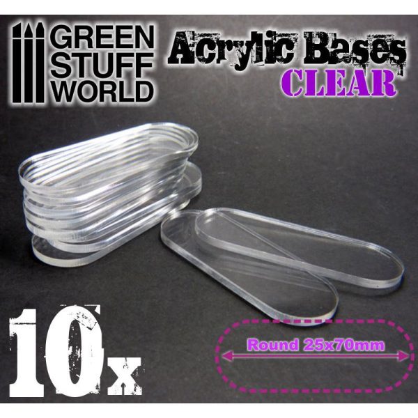 Acrylic Bases - Oval Pill 25x70mm CLEAR 1