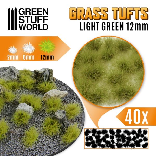 Grass TUFTS - 12mm self-adhesive - LIGHT GREEN 1