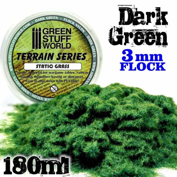 Static Grass Flock 3 mm - Dark Green - 180 ml 1