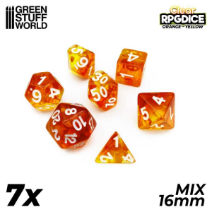 7x Mix 16mm Dice - Orange - Yellow 1