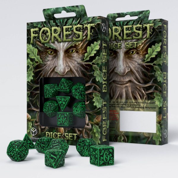 Forest 3D Green & black Dice Set (7) 1