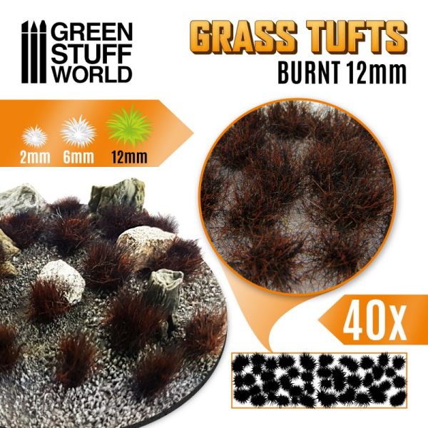 Grass TUFTS - 12mm self-adhesive - BURNT 1