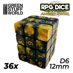 36x D6 12mm Dice - Amber Swirl 1
