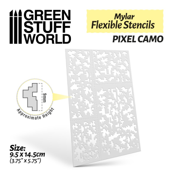 Flexible Stencils - Pixel Camo (9mm Approx) 1