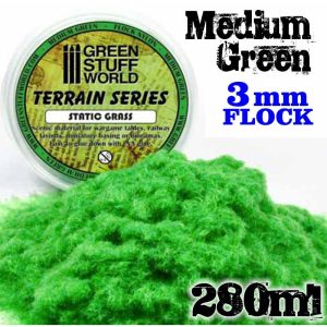 Static Grass Flock 3 mm - Medium Green - 280 ml 1