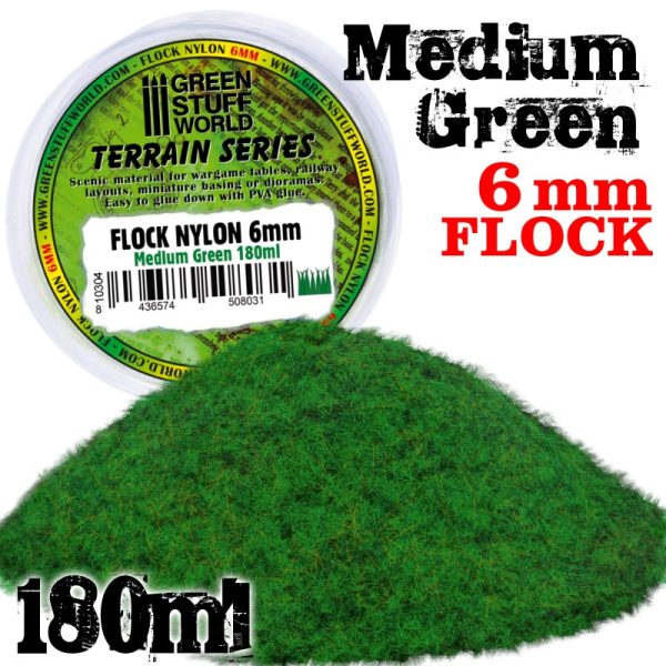 Static Grass Flock 6 mm - Medium Green - 180 ml 1