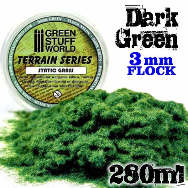Static Grass Flock 3 mm - Dark Green - 280 ml 1