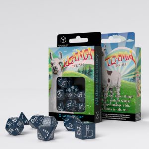 Shimmering Llama Dice Set (Glittering Dark Blue & White) 1