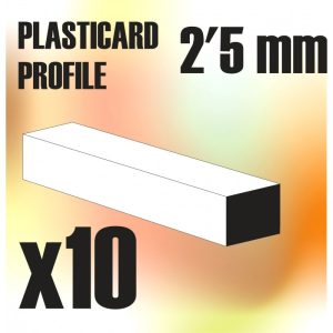 ABS Plasticard - Profile SQUARED ROD 2.5mm 1