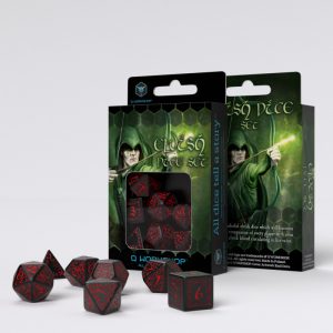 Elvish Black & red Dice Set (7) 1