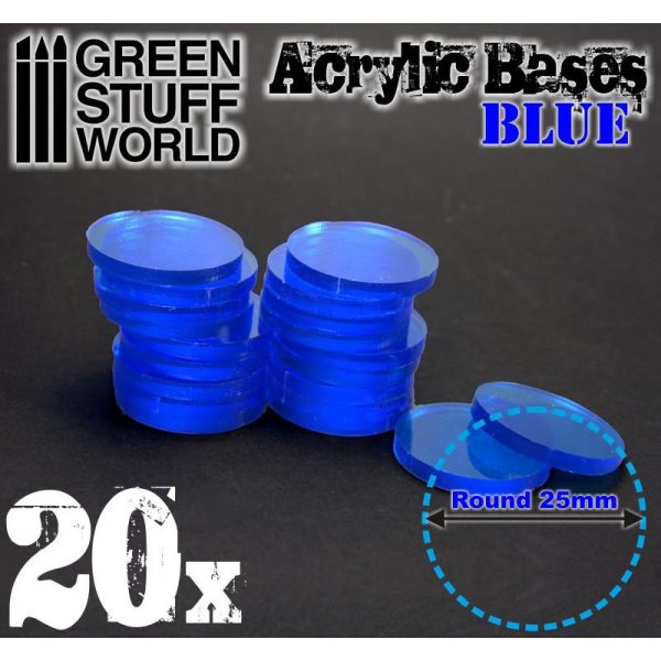 Acrylic Bases - Round 25 mm CLEAR BLUE 1