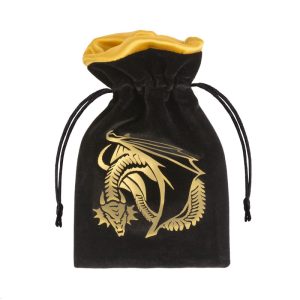 Dragon Black & golden Velour Dice Bag 1