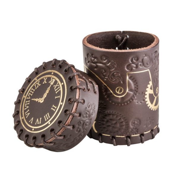 Steampunk Brown & golden Leather Dice Cup 4
