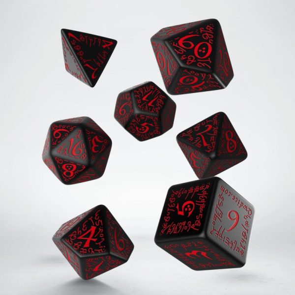 Elvish Black & red Dice Set (7) 2