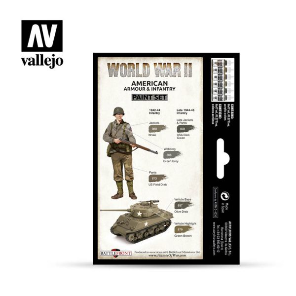 AV Vallejo Model Color Set - WWII American Armour&Infantry 2