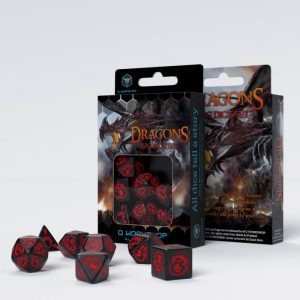 Dragons Black & red Dice Set (7) 1