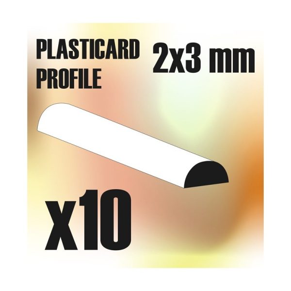 ABS Plasticard - Profile SEMICIRCLE 2x3 mm 1