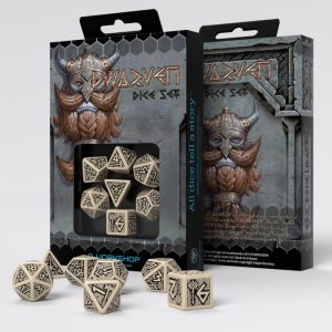 Dwarven Beige & black Dice Set (7) 1