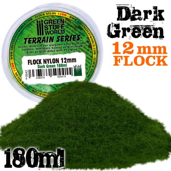 Static Grass Flock 12mm - Dark Green - 180 ml 1