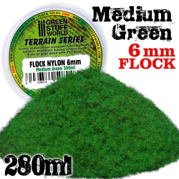 Static Grass Flock 6 mm - Medium Green - 280 ml 1
