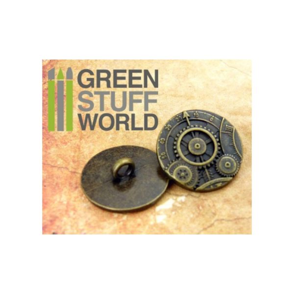 8x Steampunk Buttons GEARS MECHANISM - Bronze 2