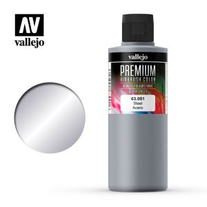 Vallejo Premium Color - 200ml Pearl & Metallics Steel 1